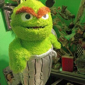 NWT 17" Oscar The Grouch Trash Can Plush Backpack Purse Plush Sesame Street.
